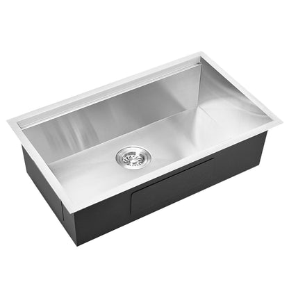 Top view of Sima-X single bowl kitchen sink in aluminum