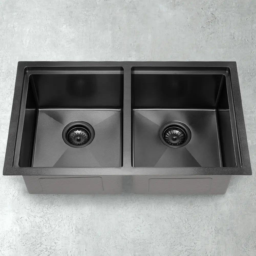 Sima-Plus 750x450mm Double Bowl Kitchen Sink 8Pc Workstation