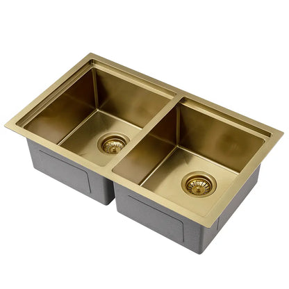 Sima-Plus 750x450mm Double Bowl Kitchen Sink 8Pc Workstation