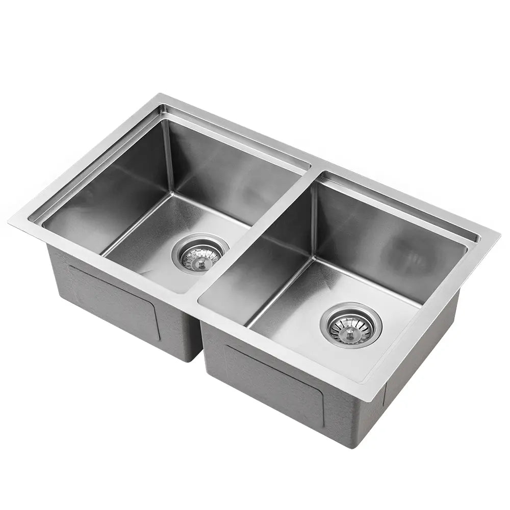 Sima-Plus 750x450mm Double Bowl Kitchen Sink 8Pc Workstation