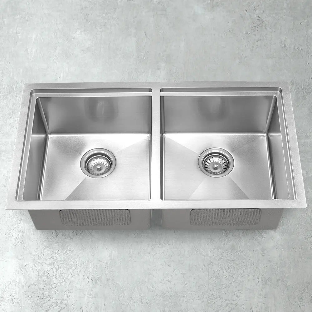 Sima-Plus 820x450mm Double Bowl Kitchen Sink 8Pc Workstation