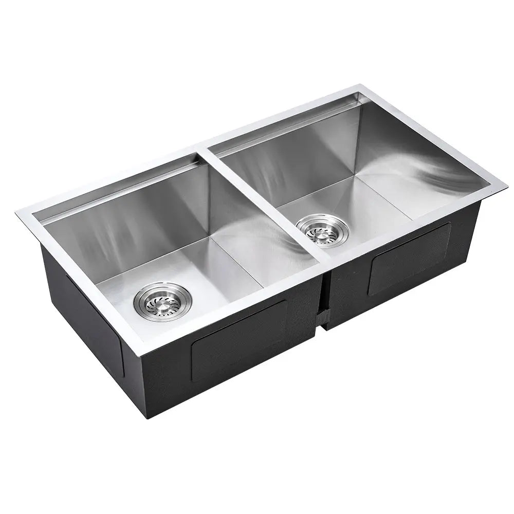 Sima-X 820x450mm Double Bowl Kitchen Sink 8Pc Workstation